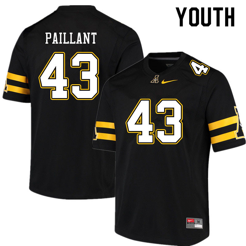 Youth #43 Hansky Paillant Appalachian State Mountaineers College Football Jerseys Sale-Black - Click Image to Close
